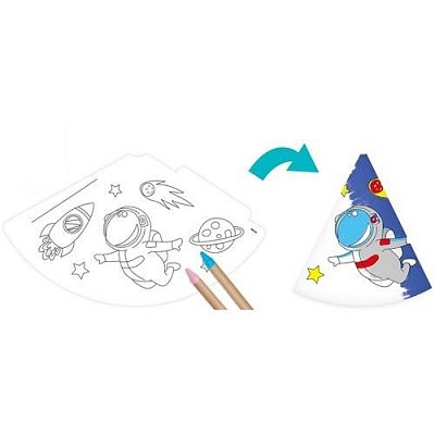 Party kloboučky Kosmonaut na malování